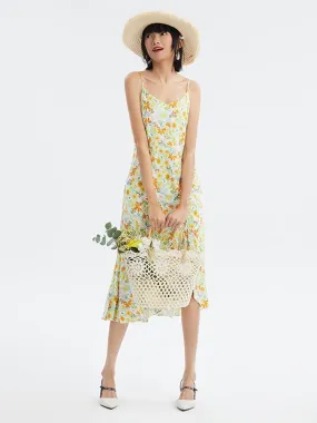 Lovely Printed Shirring Slip Dress