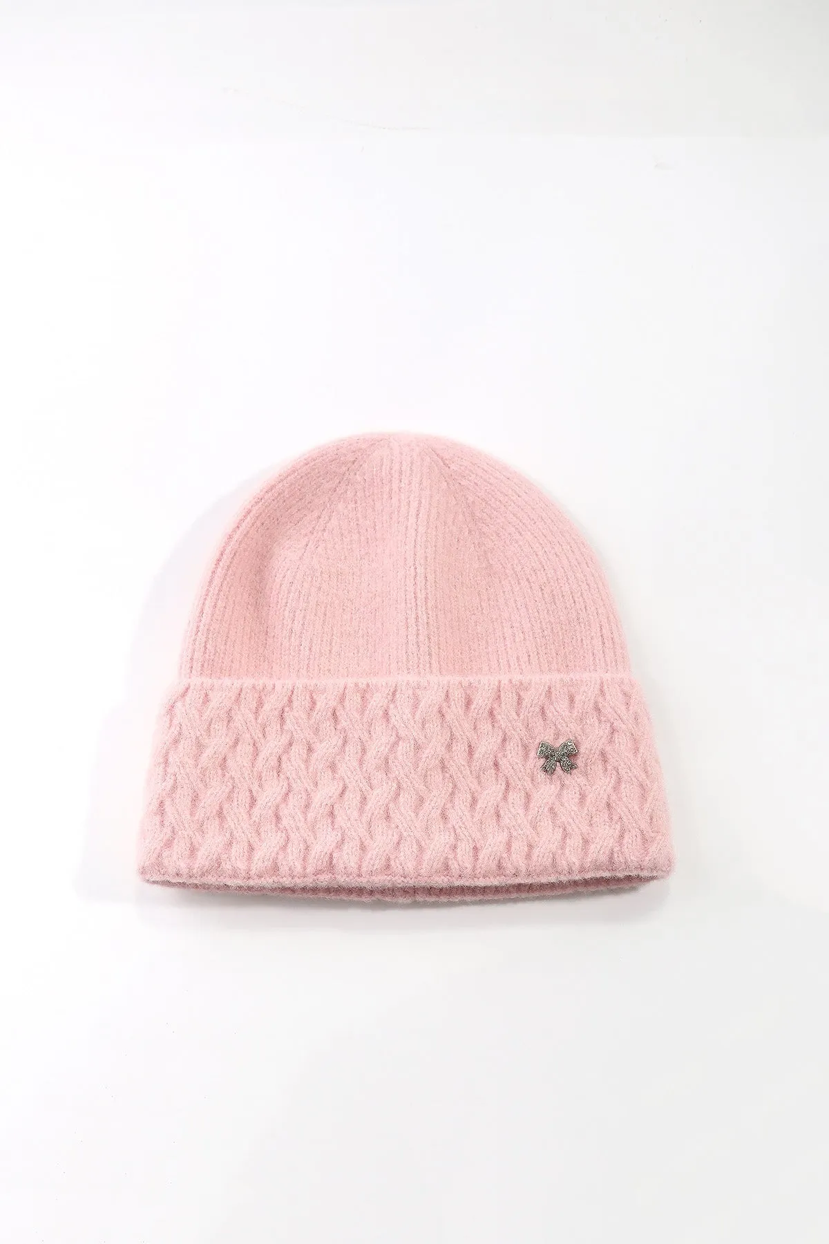 Lurex Thread Beanie in Pink