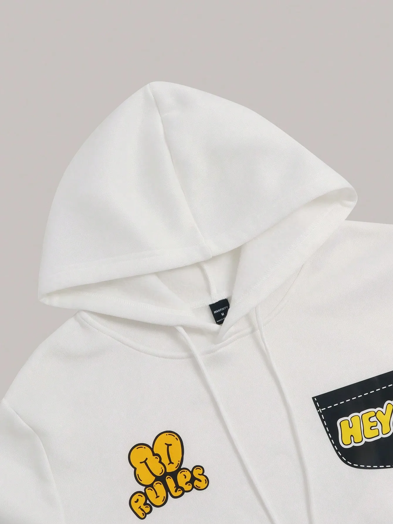 Manfinity Hypemode Men's Letter Print Pocket Hooded Casual Long Sleeve Sweatshirt