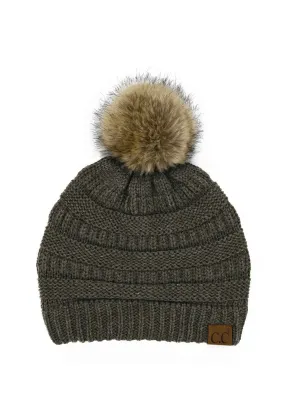 Mia Knit Pom Beanie-Charcoal