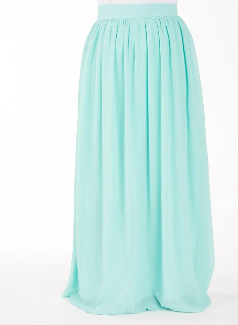 Mint basic chiffon Maxi Skirt