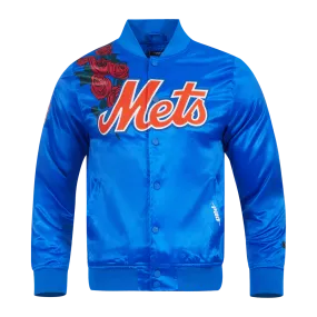 MLB NEW YORK METS ROSES MEN'S SATIN JACKET (ROYAL BLUE)