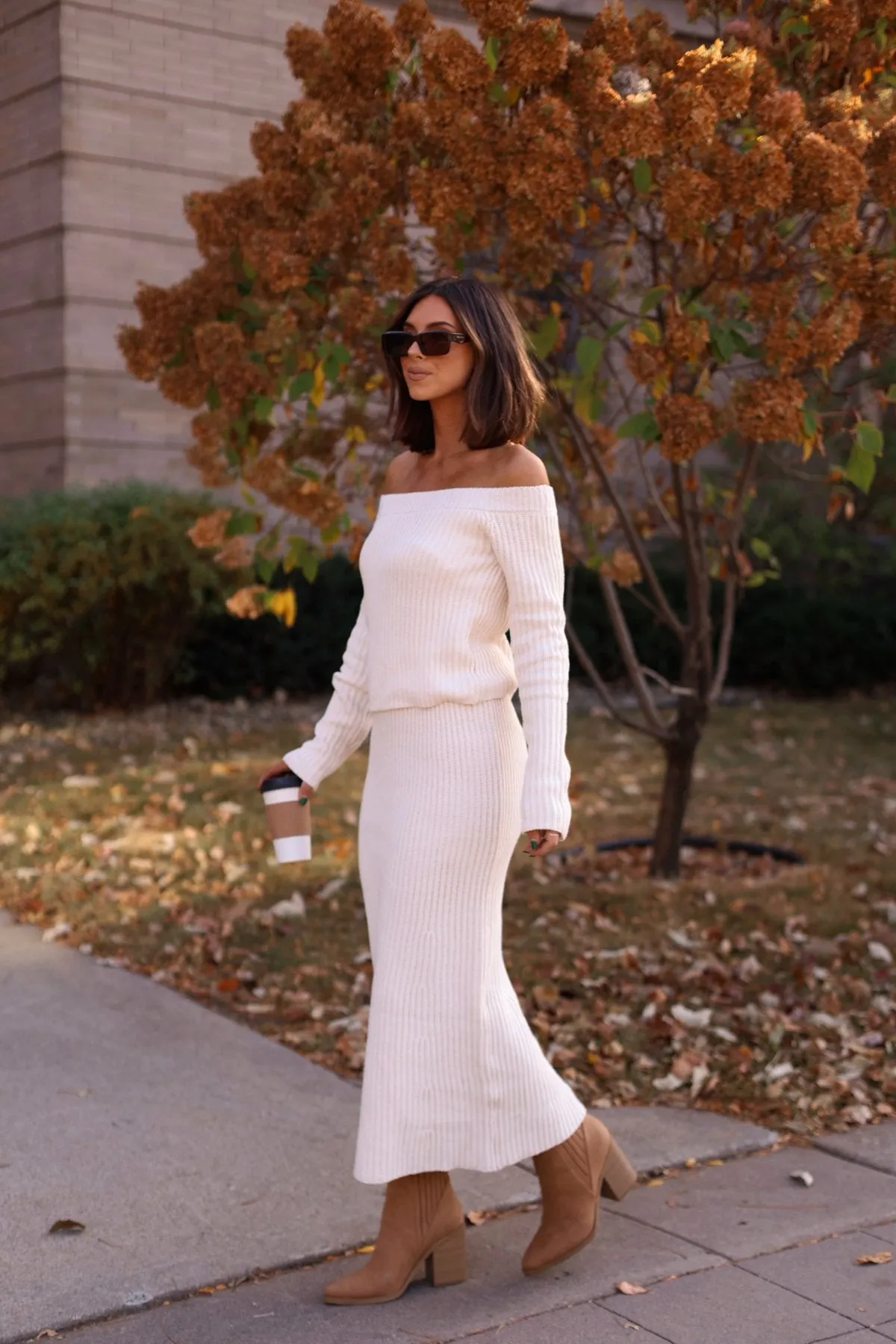 Muse By Magnolia Cream Ribbed Sweater Skirt - FINAL SALE