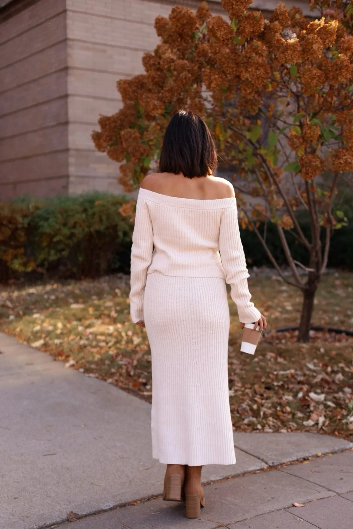 Muse By Magnolia Cream Ribbed Sweater Skirt - FINAL SALE