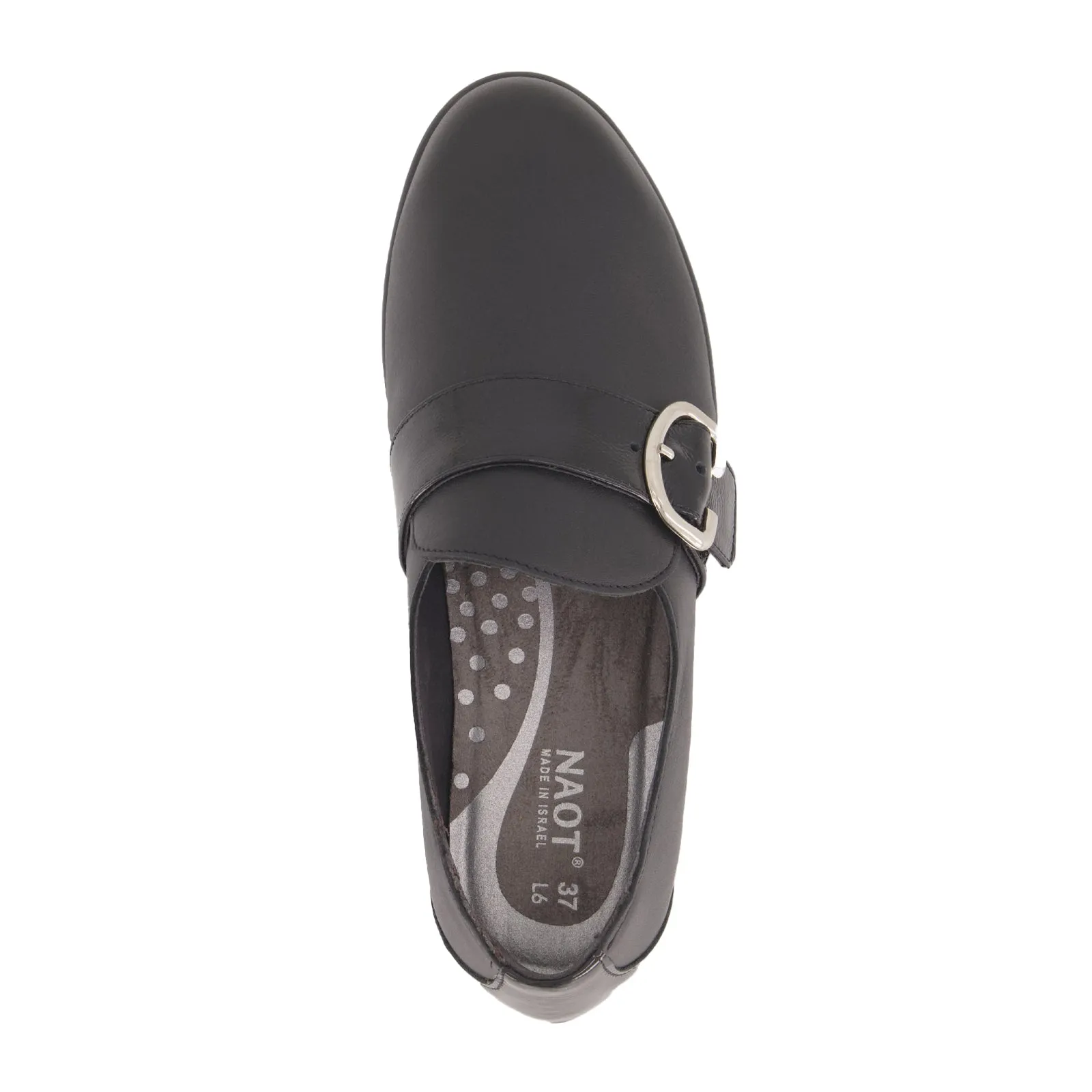 Naot Viscol Slip On (Women) - Jet Black Leather/Black Crinkle Patent Leather