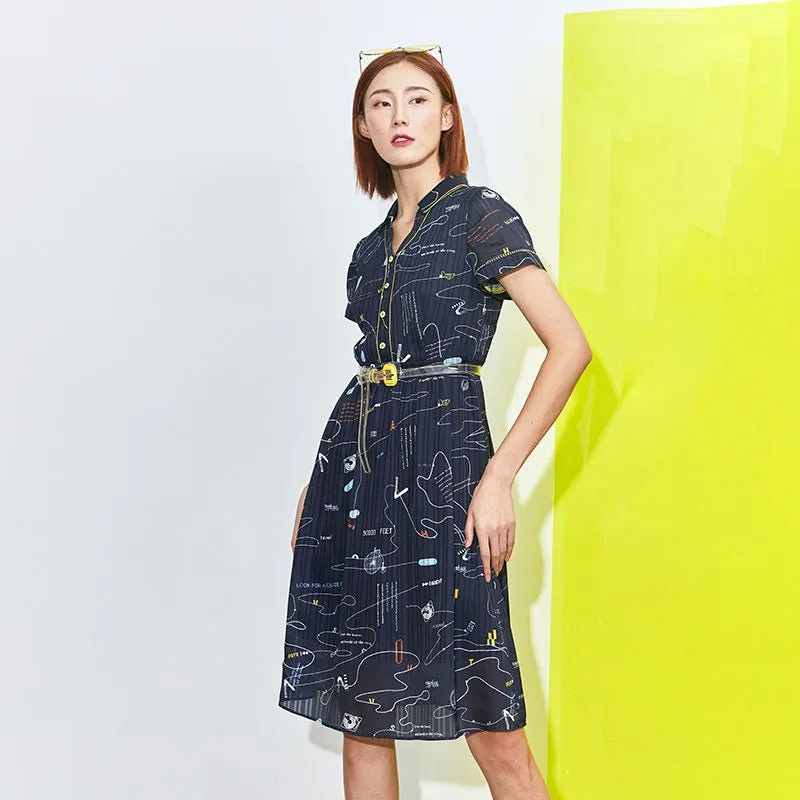 Navy Blue V Neck Waisted Midi Dress
