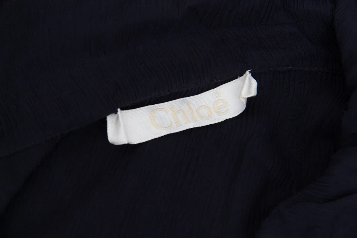 NAVY SILK BLOUSE