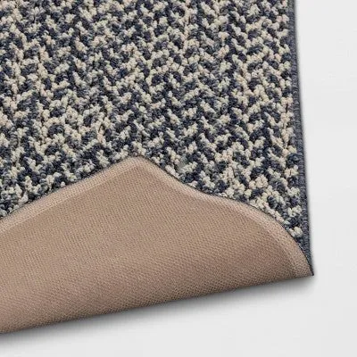 New - 2'x7' Washable Weave Herringbone Runner Rug Indigo - Threshold