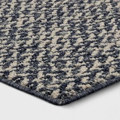 New - 2'x7' Washable Weave Herringbone Runner Rug Indigo - Threshold