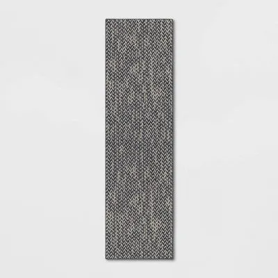 New - 2'x7' Washable Weave Herringbone Runner Rug Indigo - Threshold