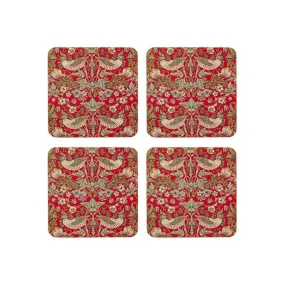 Nostalgic Strawberry Thief Coasters Red 11cm (Set of 4)