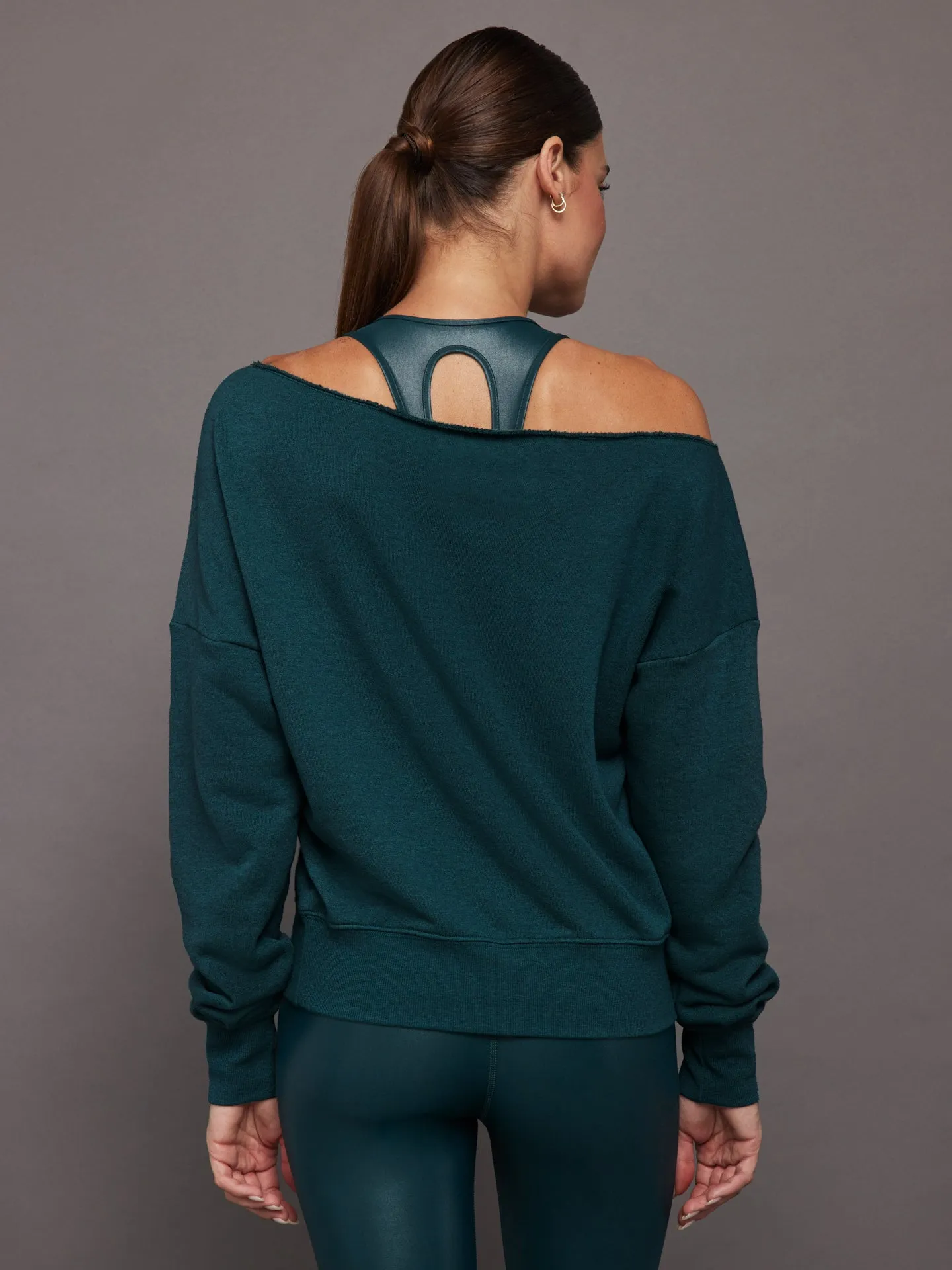 Off Shoulder Sweatshirt in French Terry - Ponderosa Pine