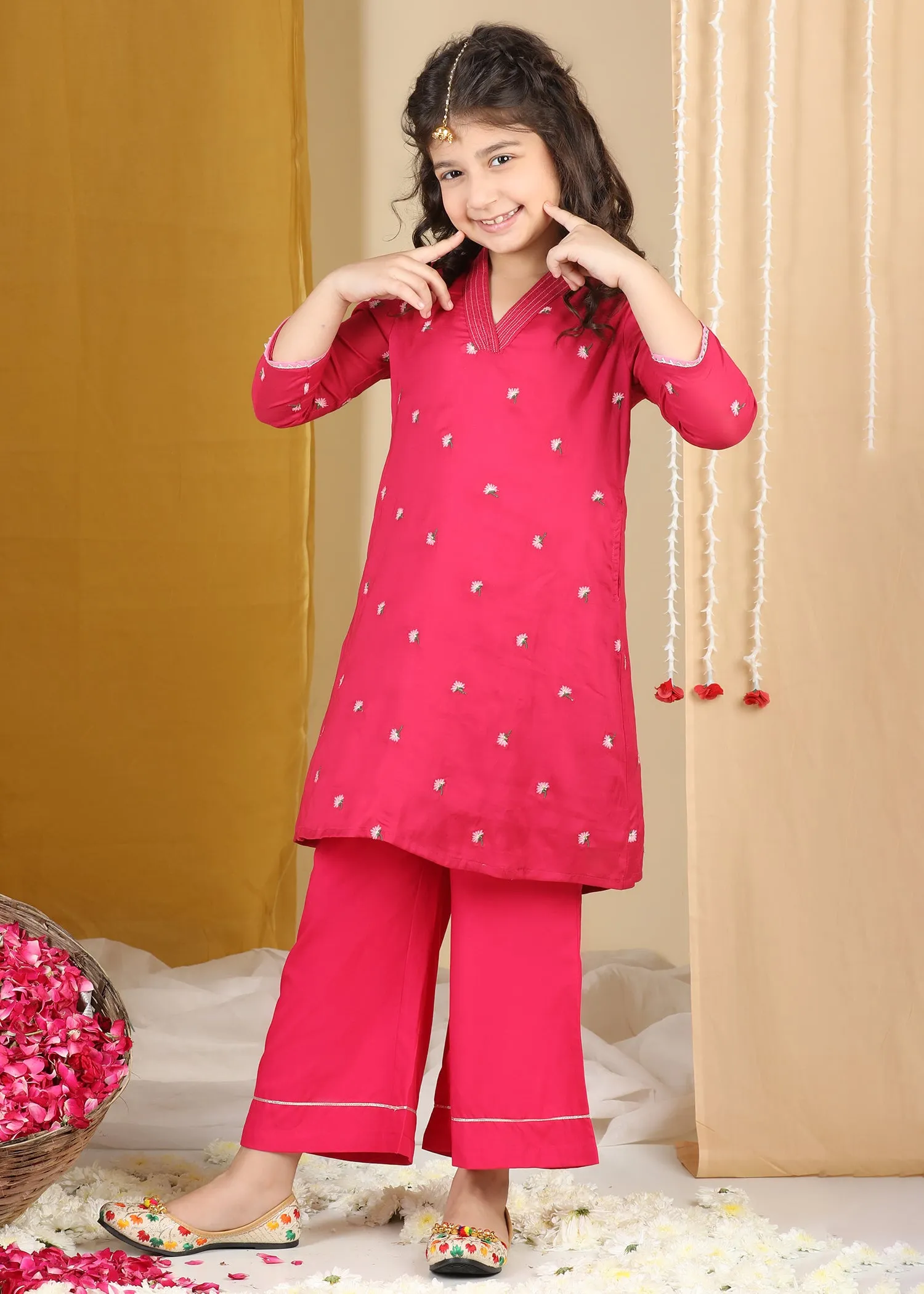 Pink Arya Kurta & Pant Set Girls (2-12Yrs)