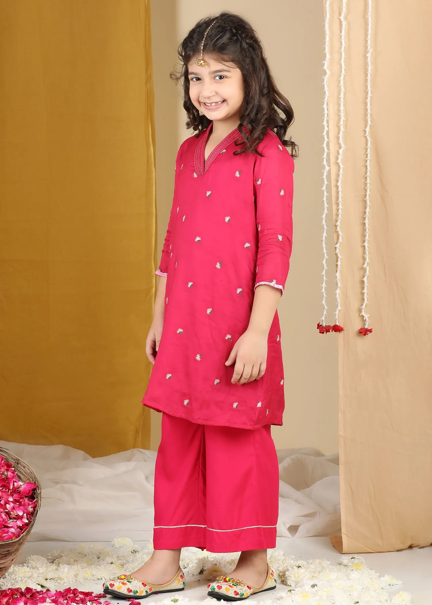 Pink Arya Kurta & Pant Set Girls (2-12Yrs)