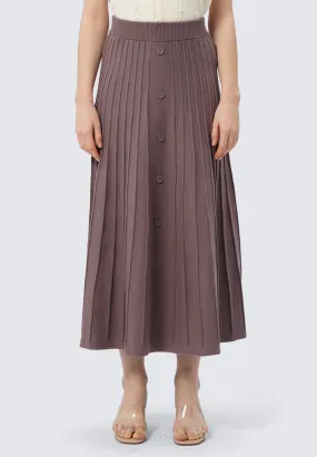 Pleated Midi Knit Skirt
