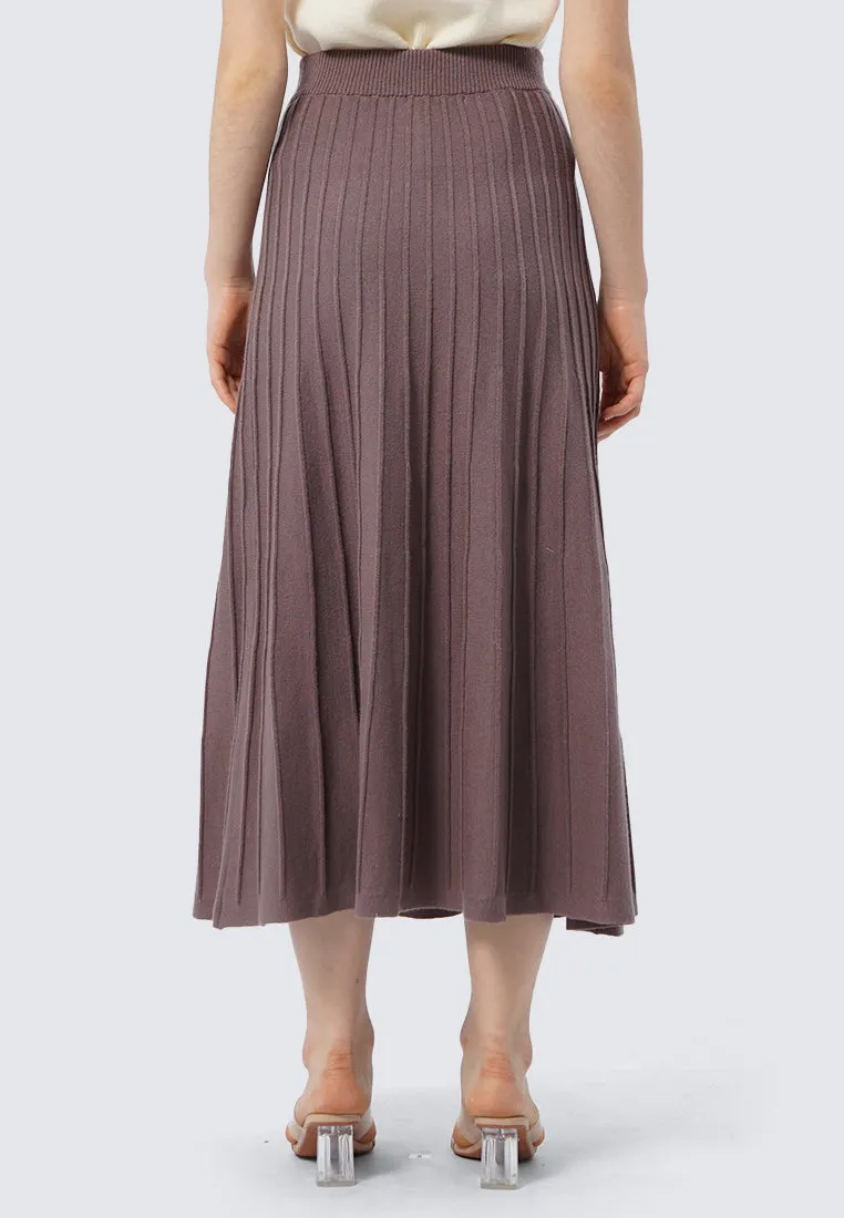 Pleated Midi Knit Skirt