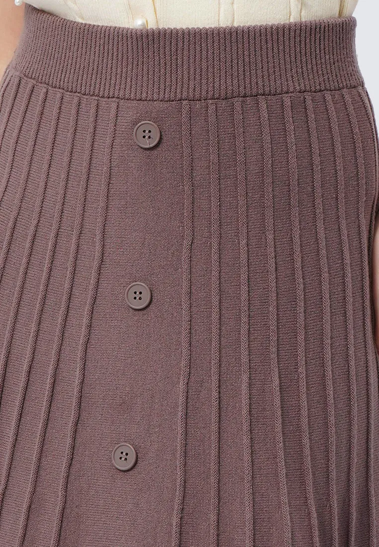 Pleated Midi Knit Skirt