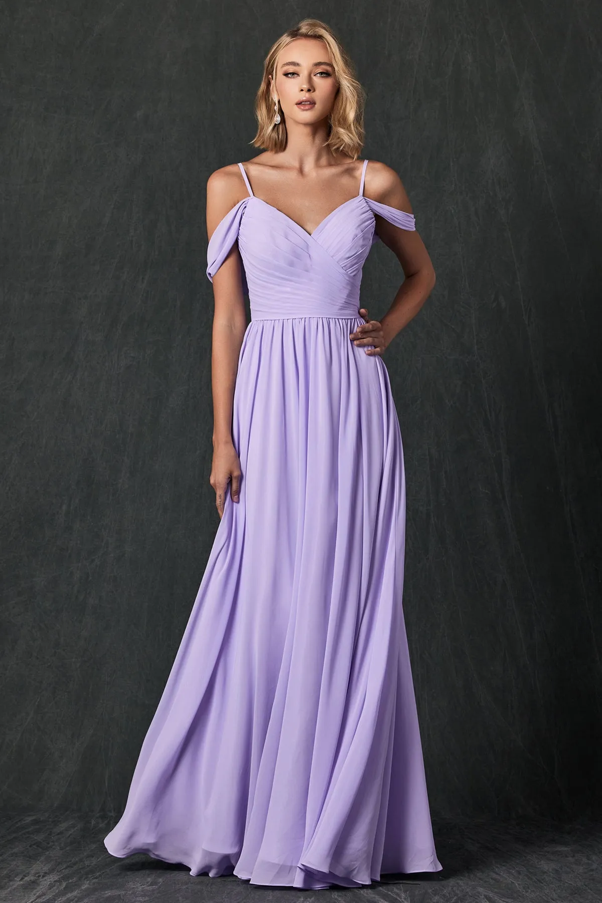 Pleated off the shoulder full skirt formal bridesmaid dress JT262