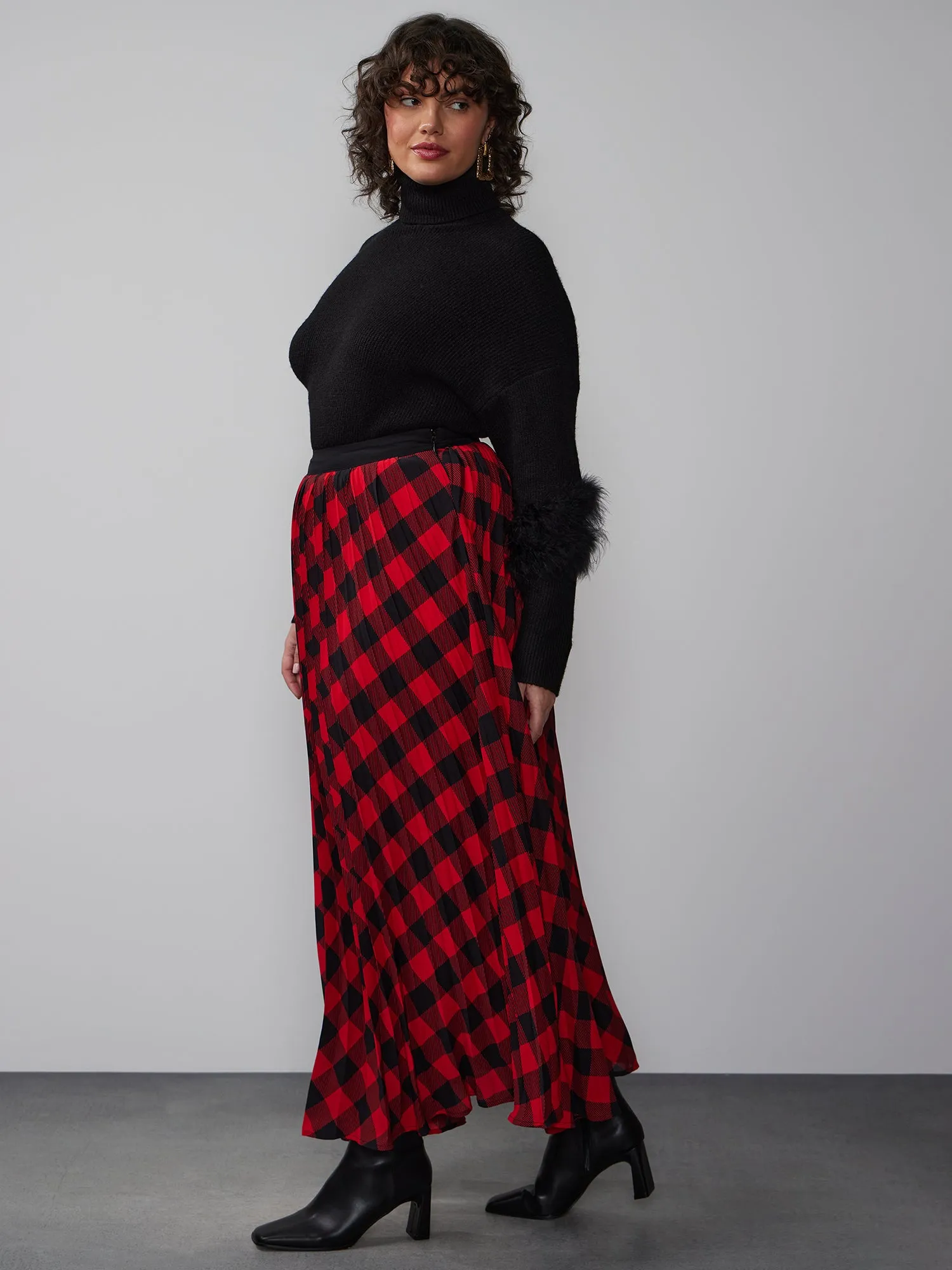 Plus Buffalo Plaid Maxi Skirt