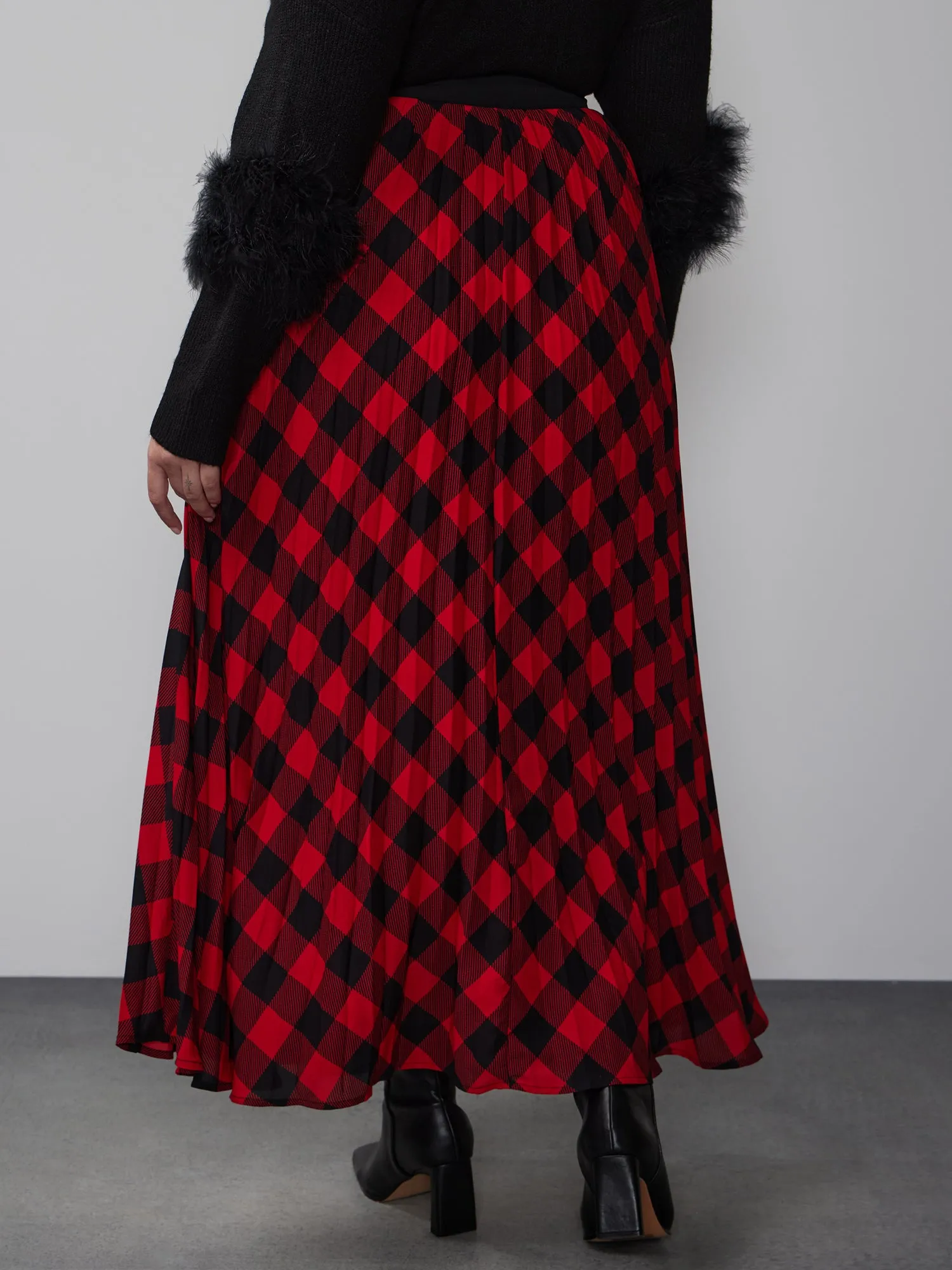 Plus Buffalo Plaid Maxi Skirt