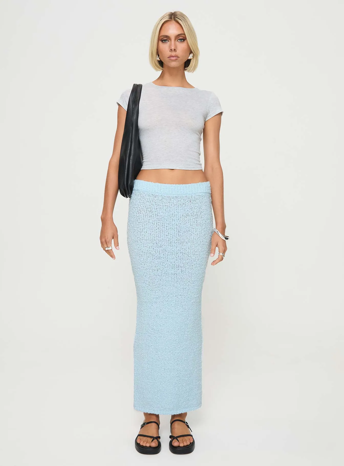 Ponce Boucle Maxi Skirt Light Blue