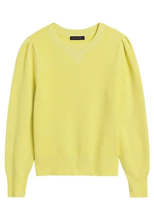Puff-Sleeve Sweater Top in Bright Citrus