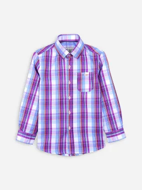Purple Checkered Long Sleeve Casual Shirt