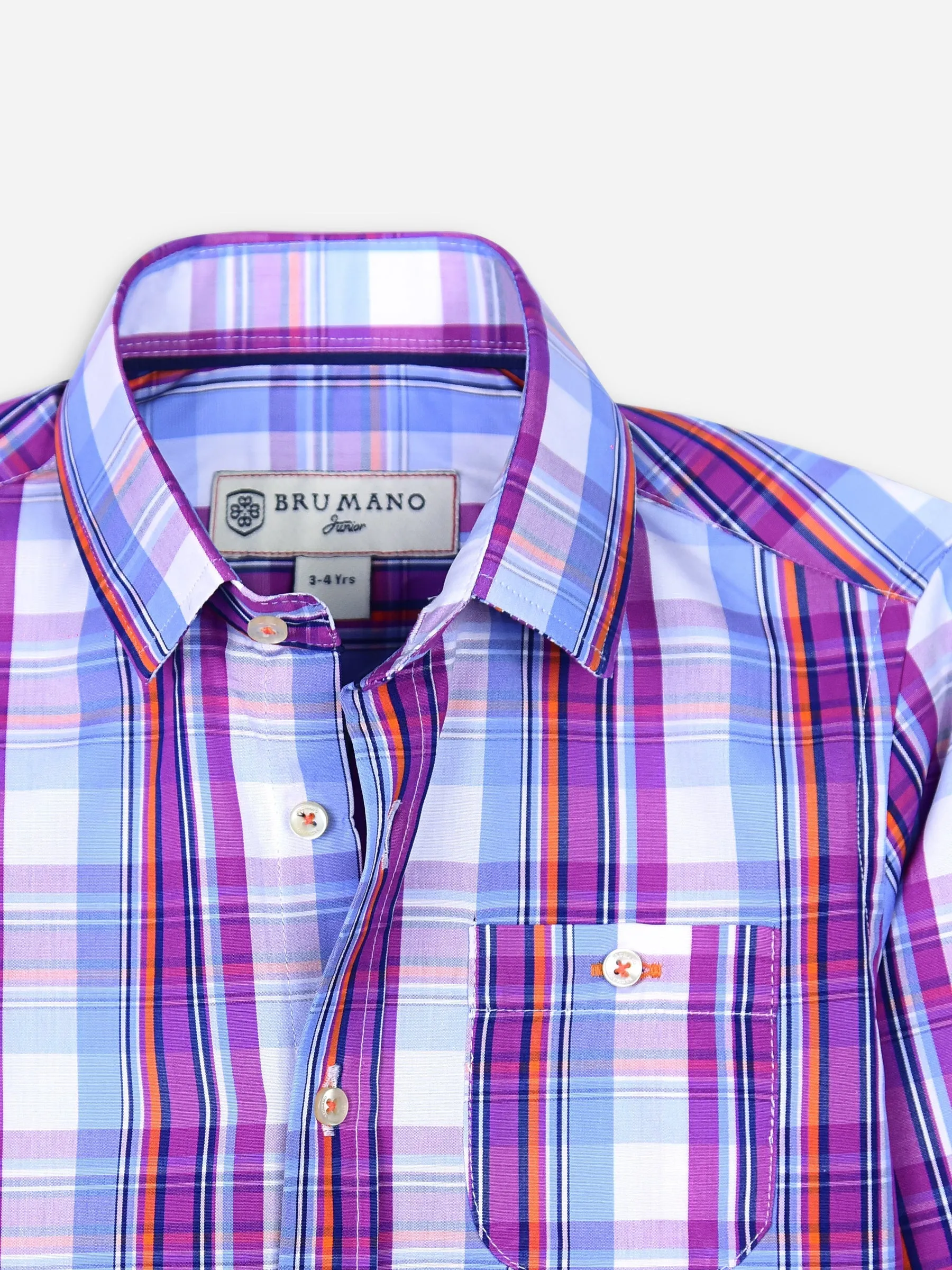 Purple Checkered Long Sleeve Casual Shirt