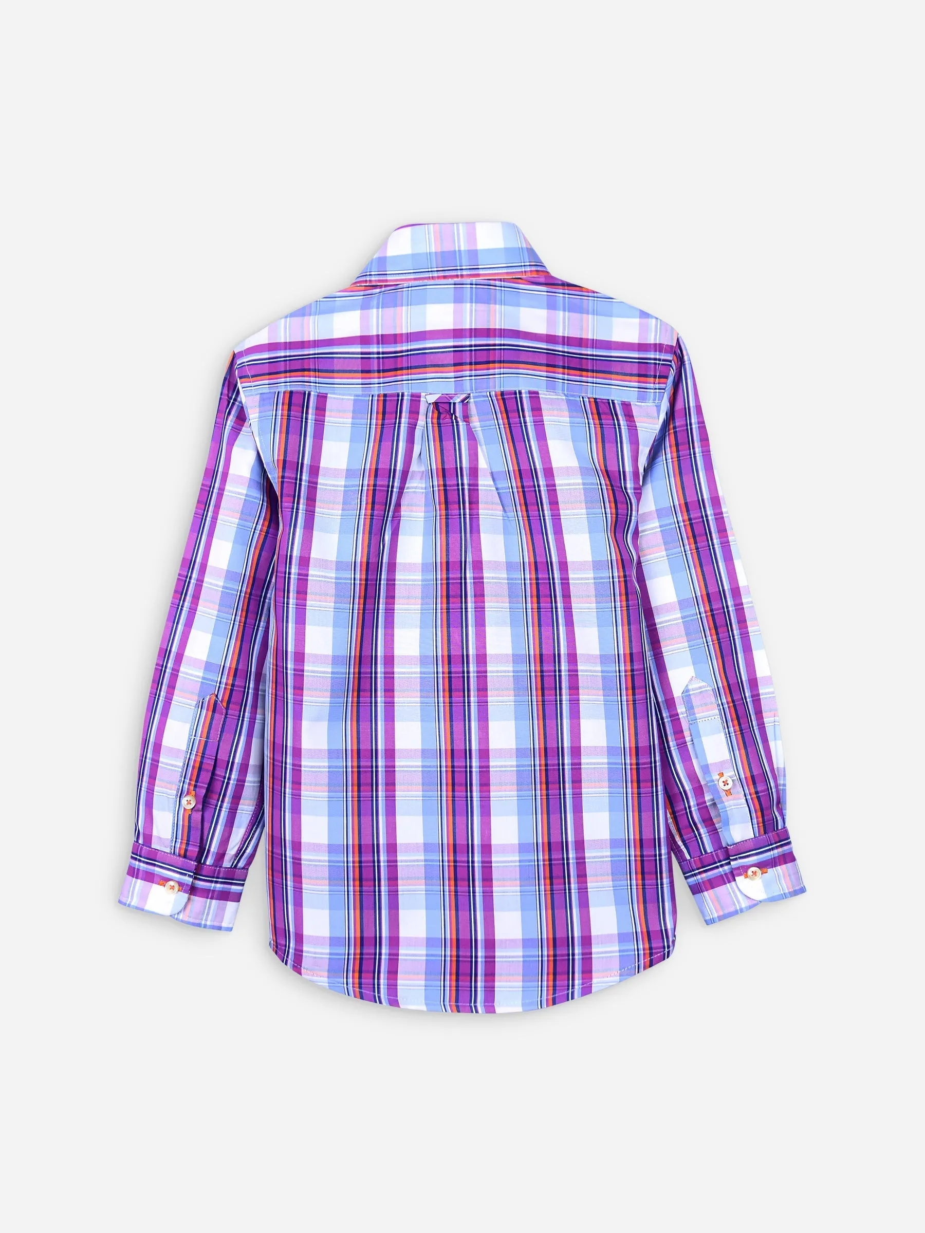 Purple Checkered Long Sleeve Casual Shirt