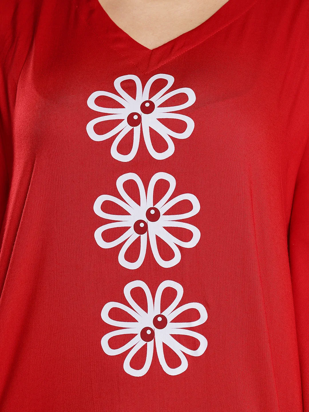 Red Rayon Kaftan - Snowflake
