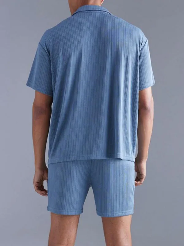 Relax Textured Notch Shirt & Matching Lounge Shorts for Men