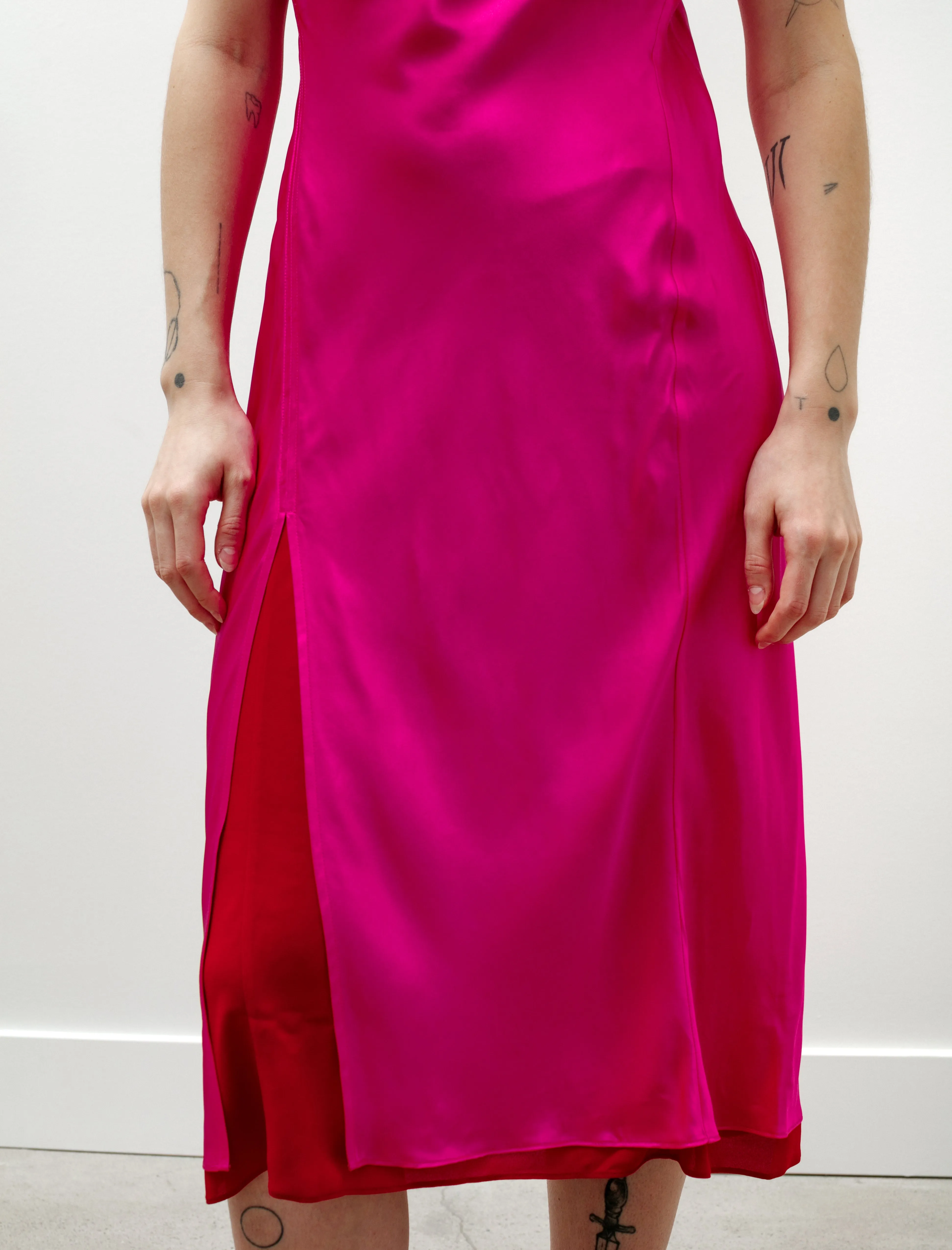Satin Slip Dress Fuchsia/Red