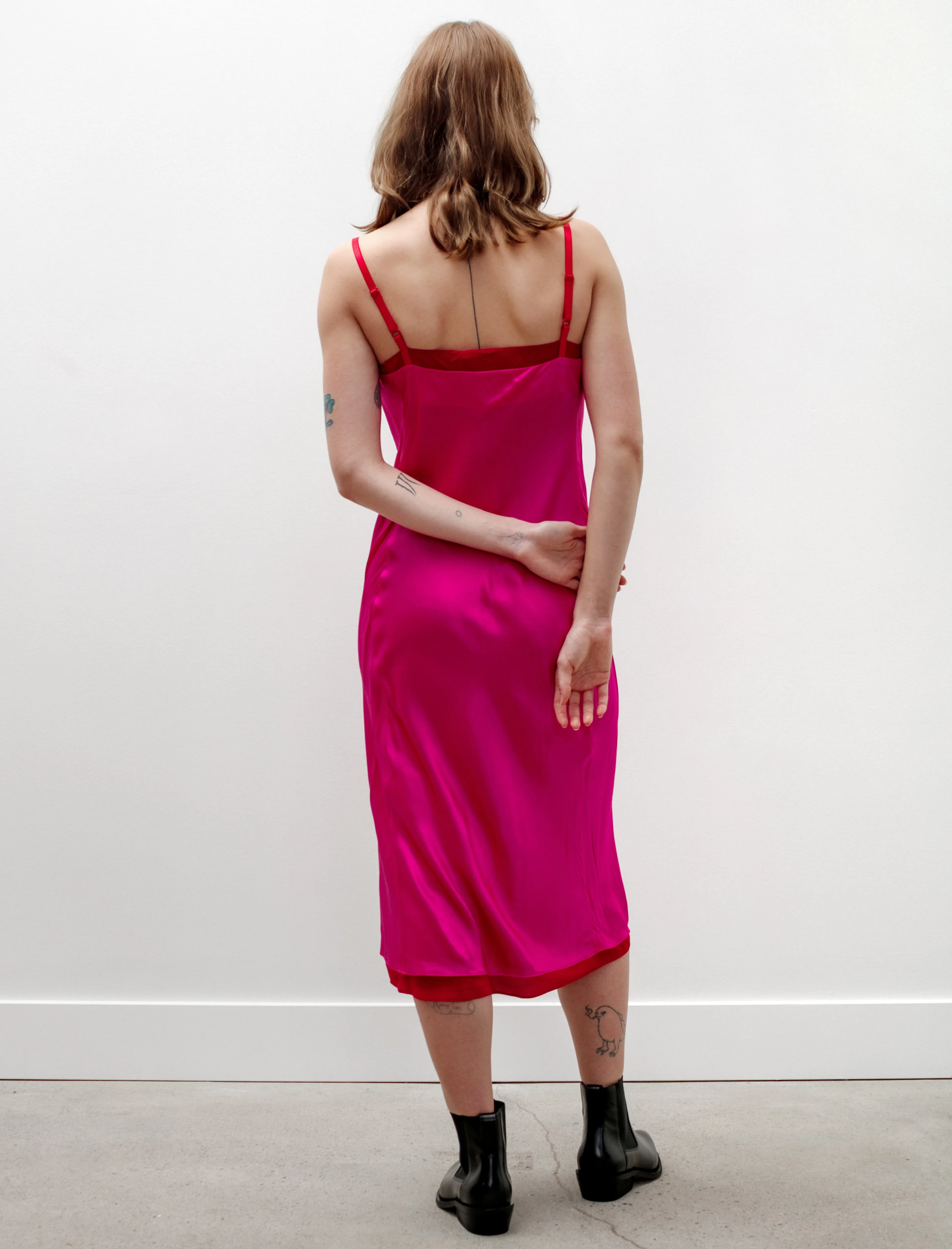 Satin Slip Dress Fuchsia/Red