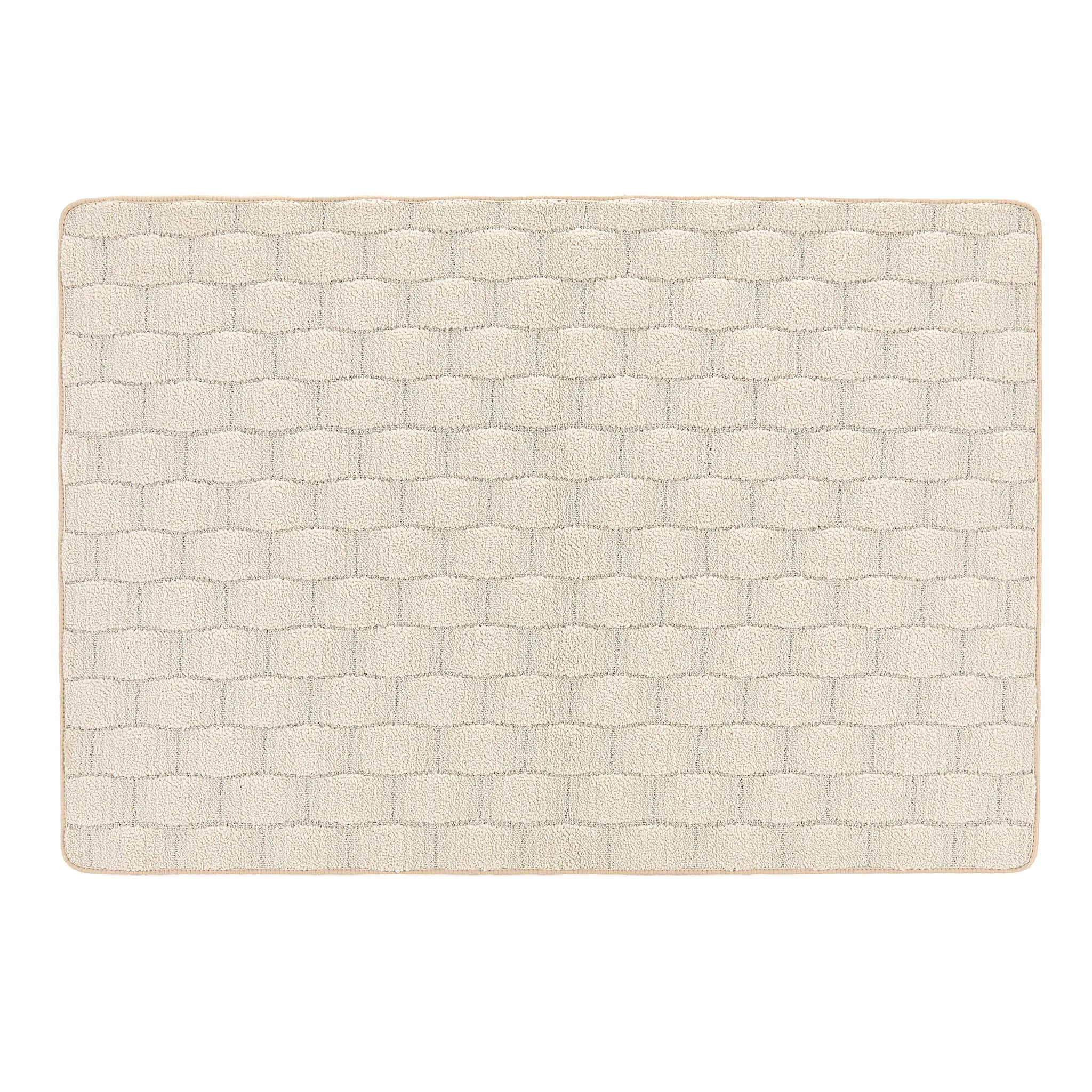 Sculptured Washable Basketweave Rug Ivory