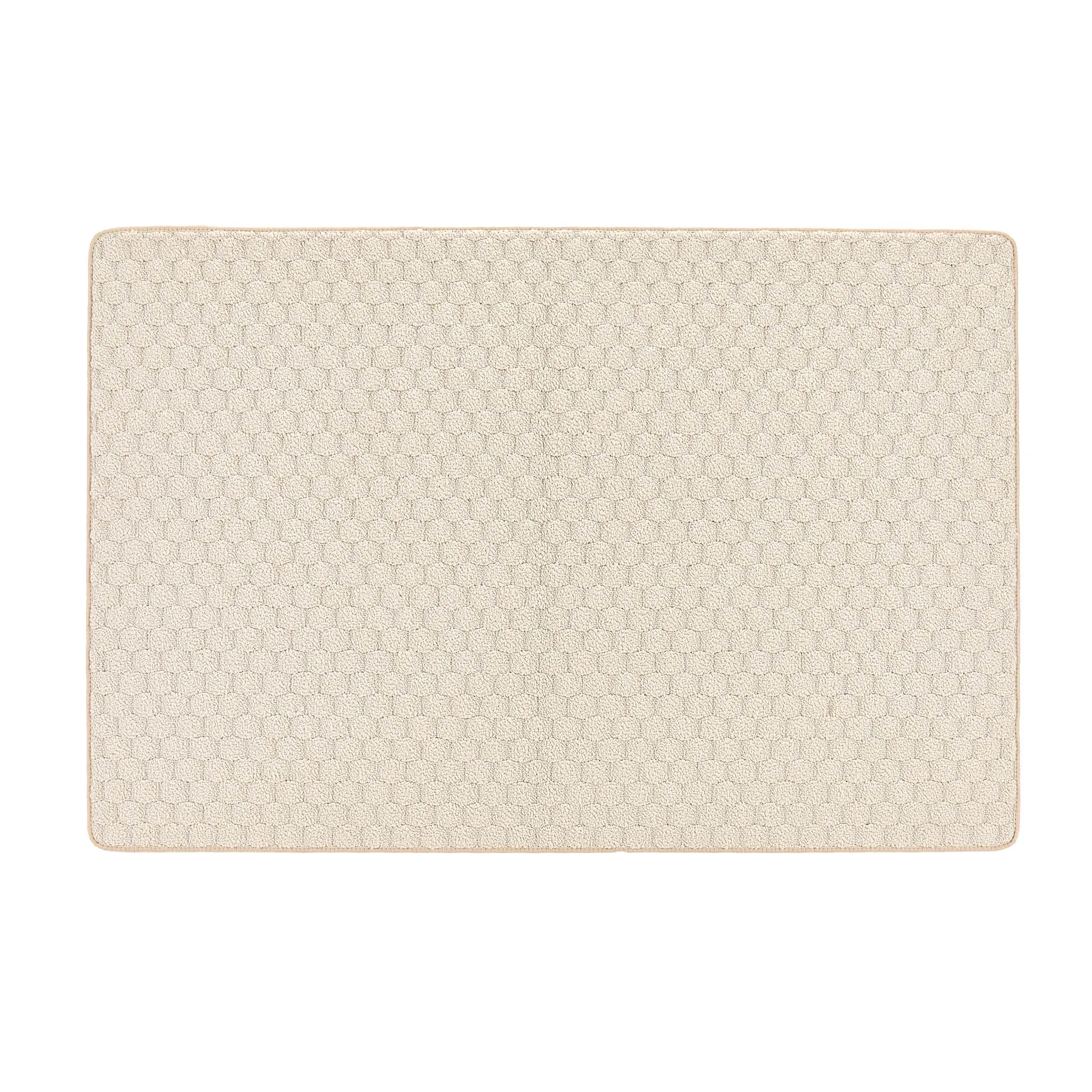 Sculptured Washable Honeycomb Rug Ivory