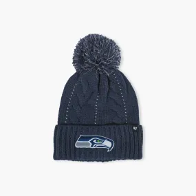 Seattle Seahawks Light Navy Bauble Cuff Pom Beanie