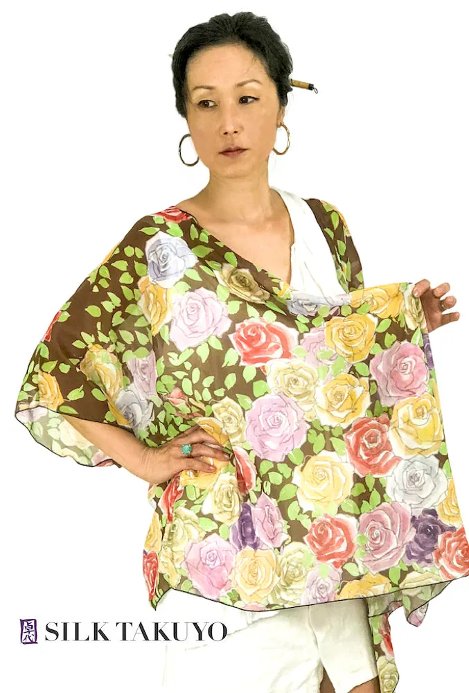 Sheer Kimono Cardigan Brown, Kyoto Rose