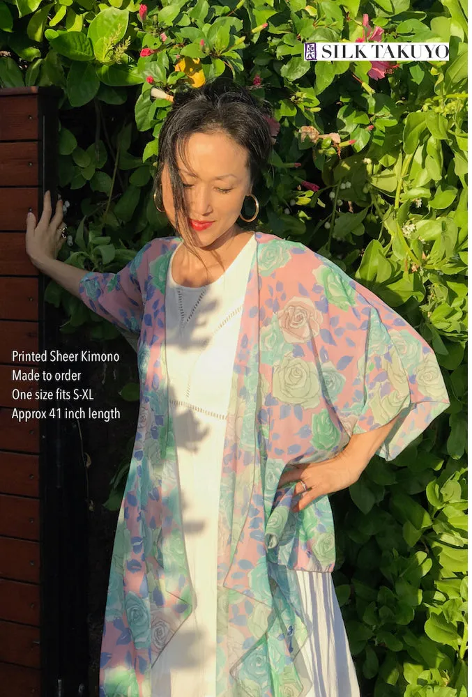 Sheer Kimono Cardigan Brown, Kyoto Rose
