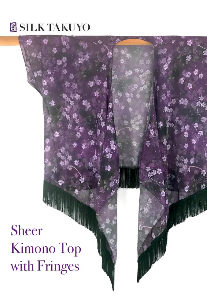 Sheer Kimono Cardigan Brown, Kyoto Rose