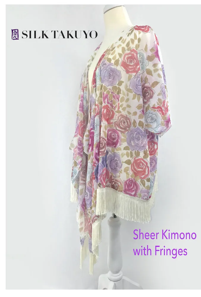 Sheer Kimono Cardigan Brown, Kyoto Rose