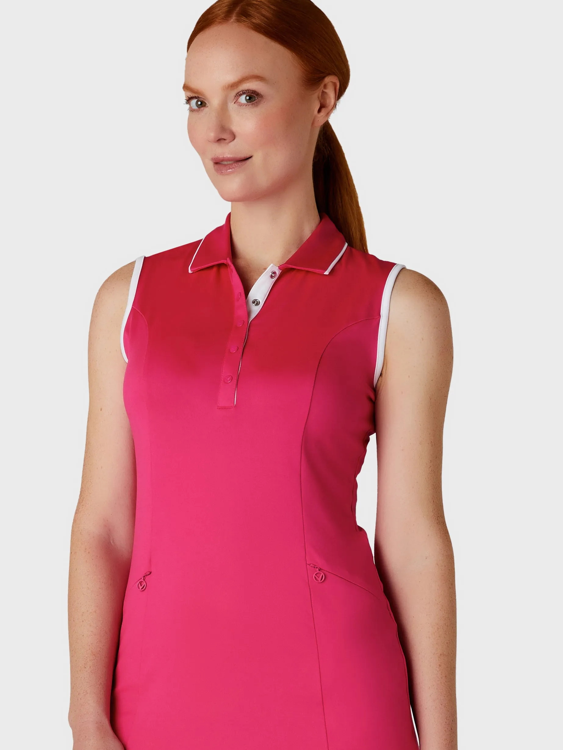 SIZE M - CALLAWAY Sleeveless Dress CGDSE071 Pink Peacock