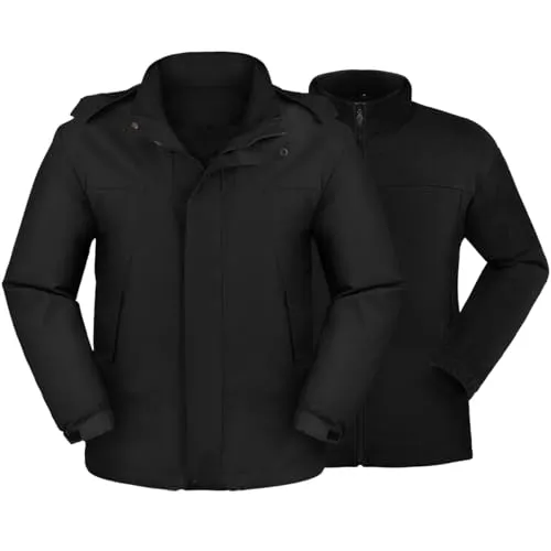 Ski Jackets for Men 3 in 1 Winter Jacket Waterproof Snow Coat with Removable Hood for Outdoor Hunting Skiing