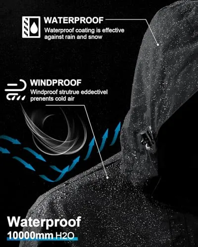 Ski Jackets for Men 3 in 1 Winter Jacket Waterproof Snow Coat with Removable Hood for Outdoor Hunting Skiing