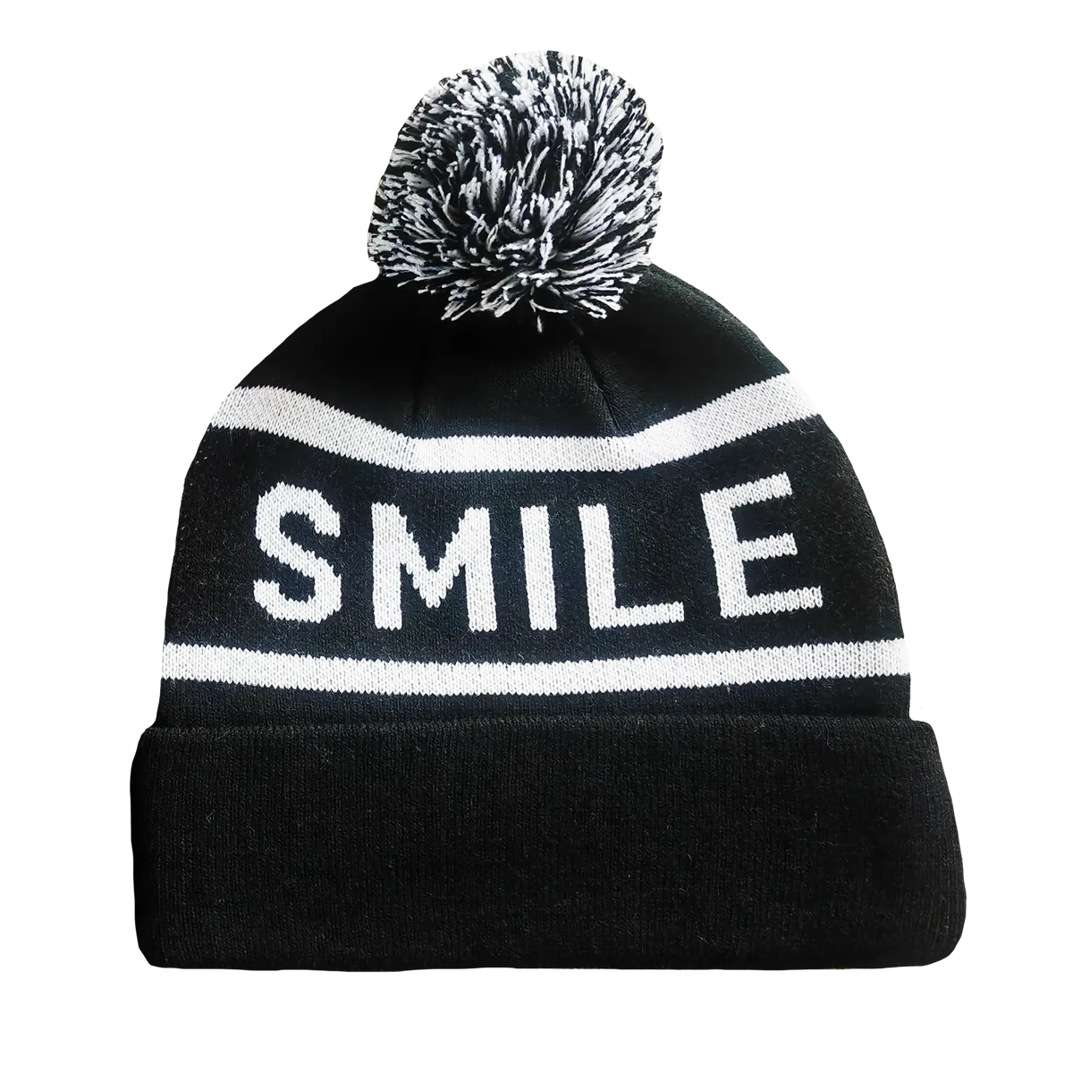 Smile Pom Beanie (Black & White)