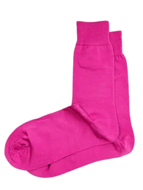 Solid Fuchsia Cotton Dress Socks By Paul Malone