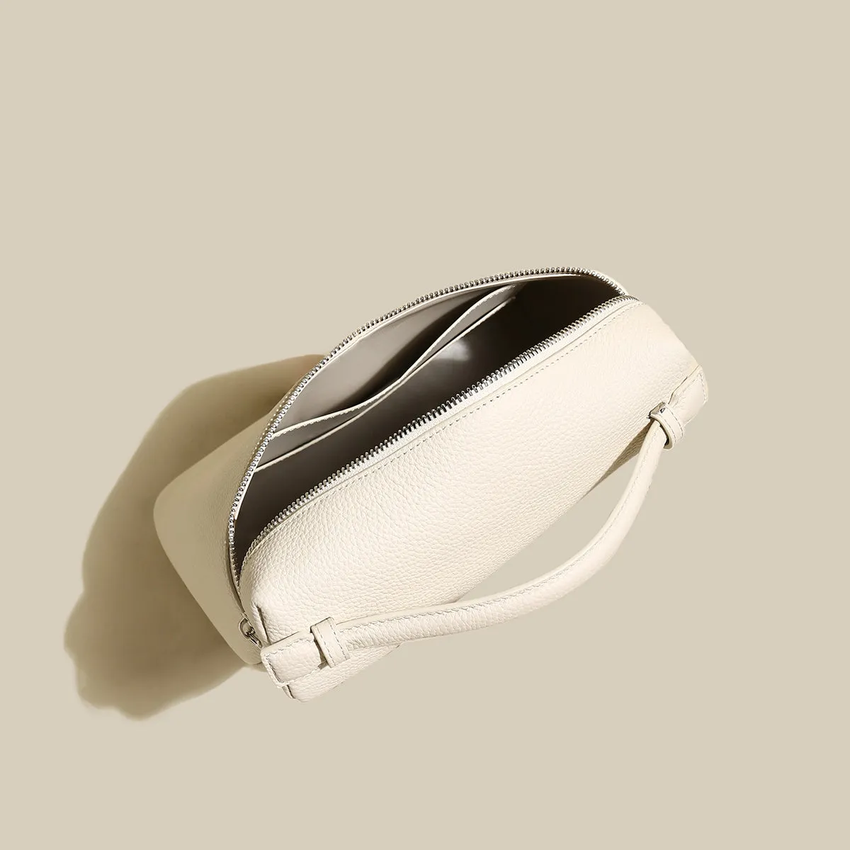 Solid Leather Backpack with Double Zippers