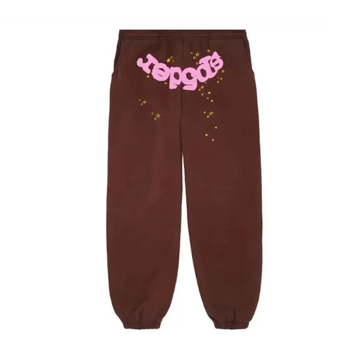 SP5DER ANGEL NUMBER SWEATPANTS BROWN