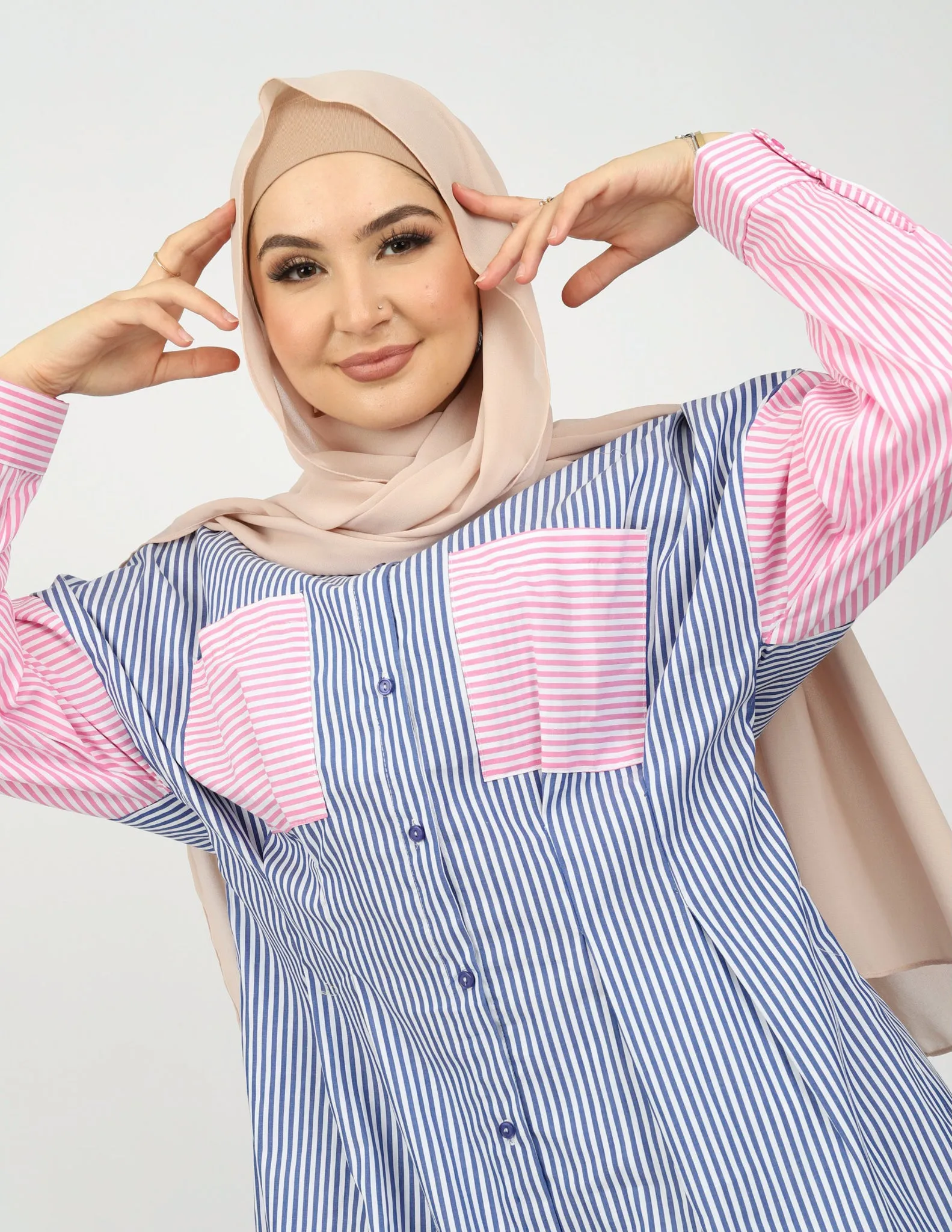 Stripe Colour Block Long Shirt