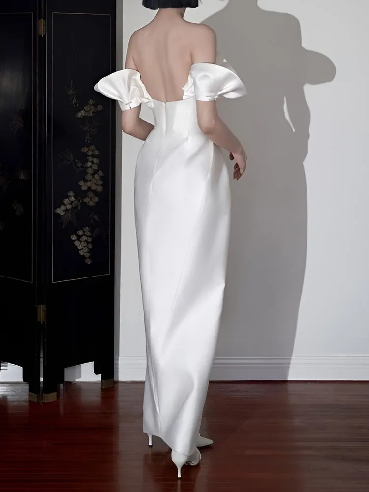 Stylish Satin Ankle Length Sheath Wedding Dress
