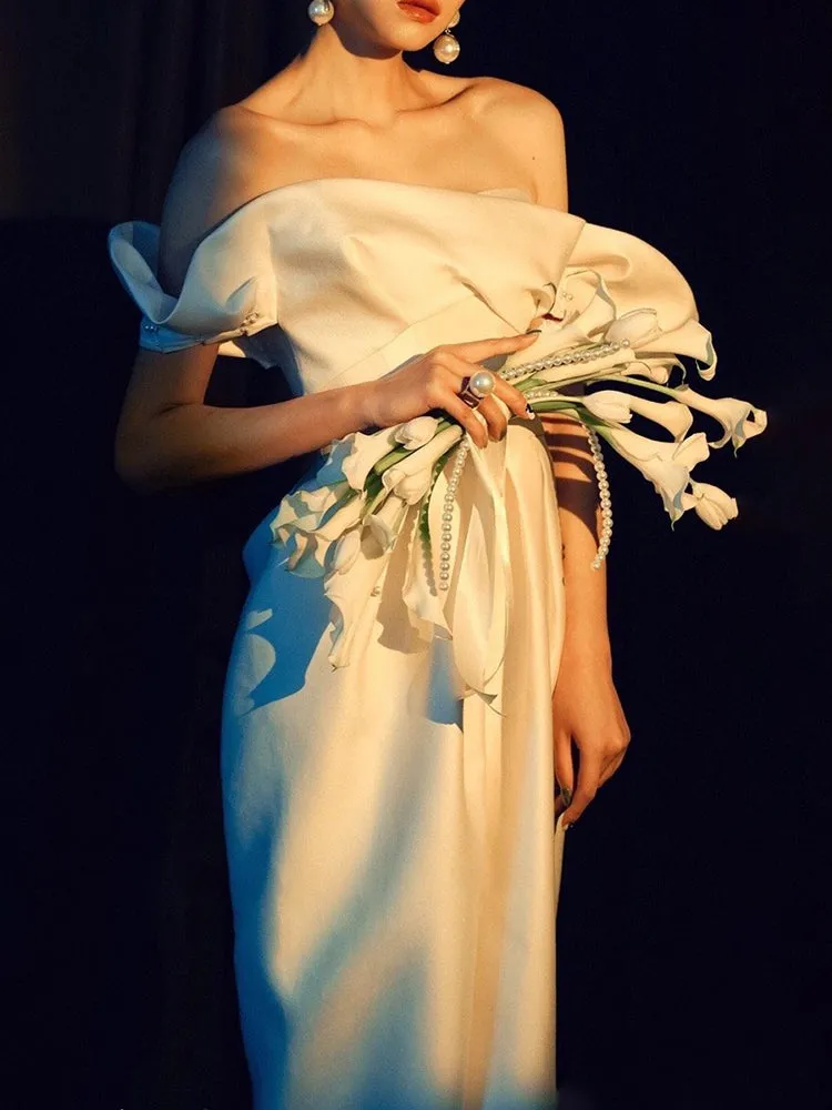 Stylish Satin Ankle Length Sheath Wedding Dress